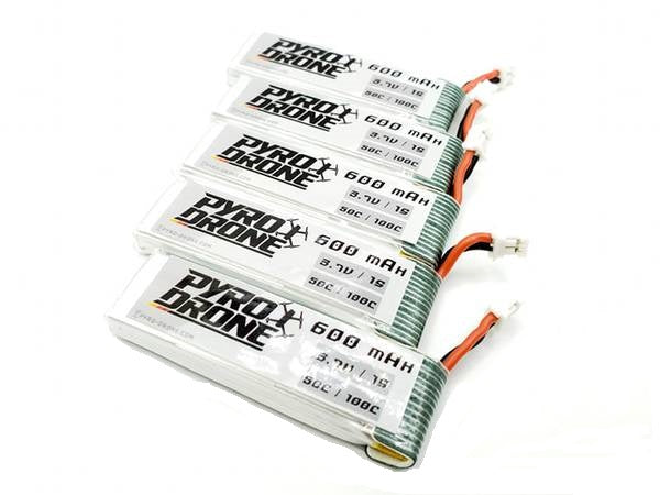 Pyrodrone 1S 600mAh 50C Lipo 5 Pk.