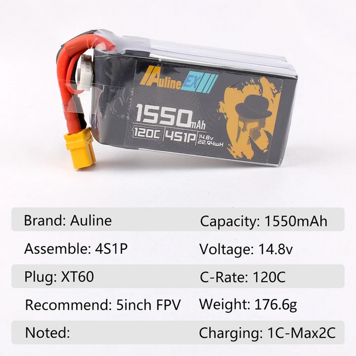 Auline EX 1550mAh 14.8v 4S 120C XT60