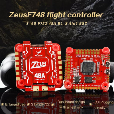 HGLRC Zeus F748 3-6S F722 Stack (Flight Controller + 48A BL_S 4in1 ESC) - 30x30mm