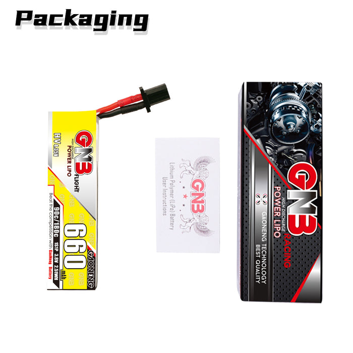 Gaoneng GNB 1S 660MAH 90C HV Li-Po Battery - GNB27 - 6PCS