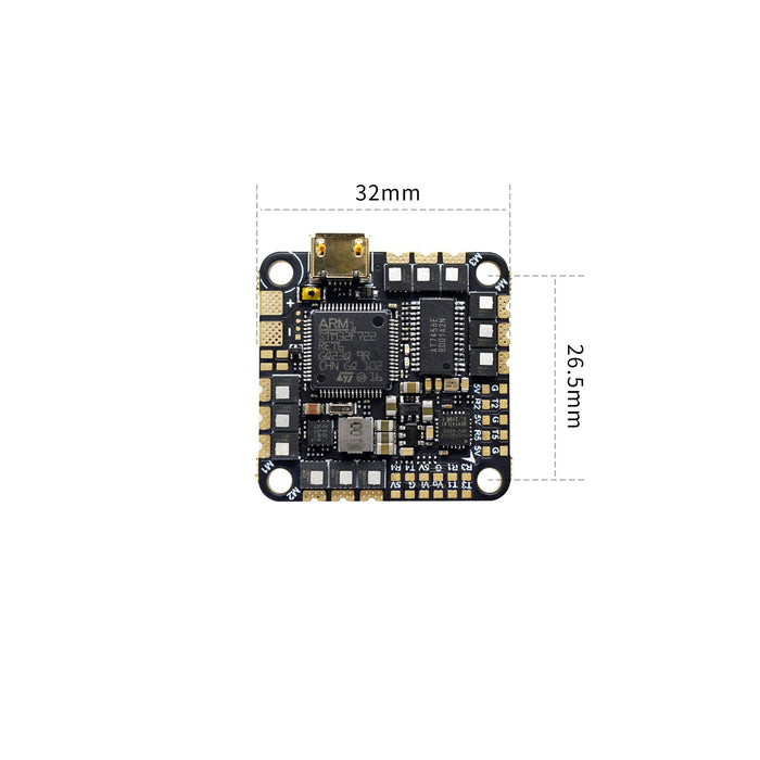 GEPRC GEP-F722-45A AIO F722 FC 45A 2-6S 8bit BLHeli_S ESC - 25.5x25.5mm