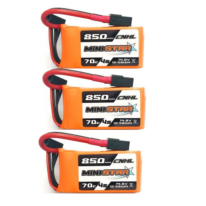 3-Pack CNHL 850MAH 4S 70C MINISTAR 14.8V LI-PO FPV BATTERY - XT60