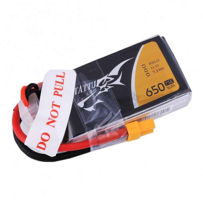 Tattu 3S1P 75C 11.1V 650mAh Lipo Battery Pack - XT30