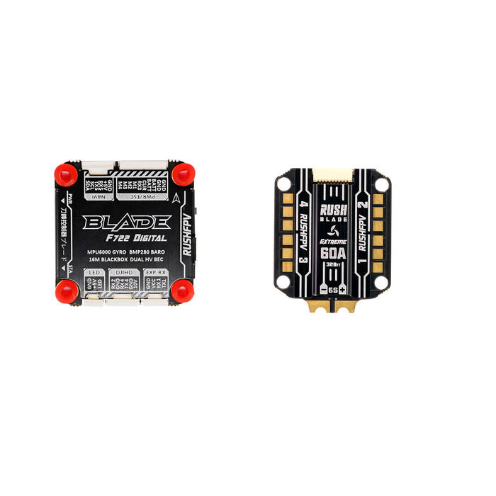 RUSHFPV Rush Blade F722 Digital Stack + 60A Extreme 3-6S BLHeli_32 128kHz 4-in-1 ESC For DJI Digital FPV System - 30x30mm