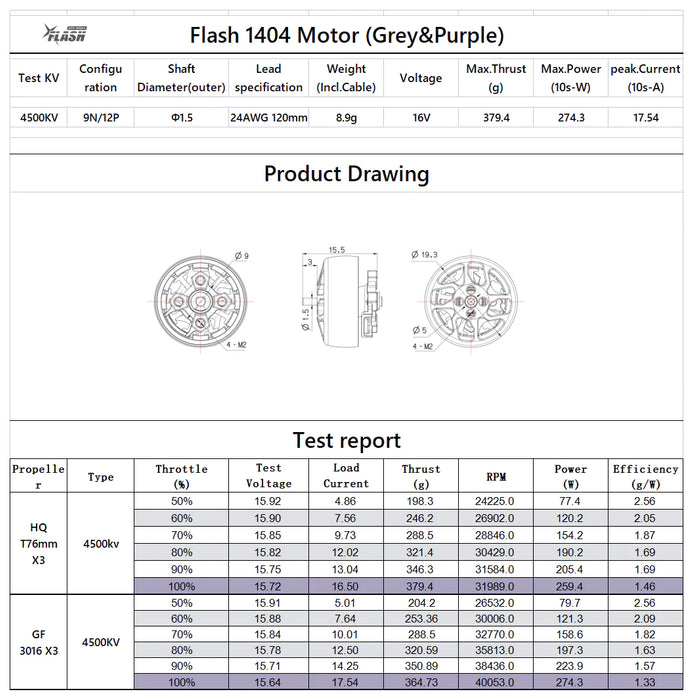 FlyFishRC Flash 1404 Brushless FPV Drone Motor - 4500KV