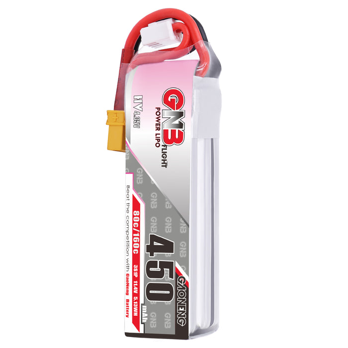 Gaoneng GNB 3S 11.4V HV 450mah LiPo Battery 80C XT30 LiHV