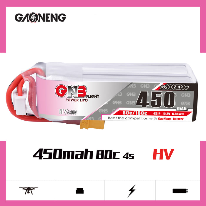 Gaoneng GNB 4S 450mah HV 80C XT30 Lipo Battery