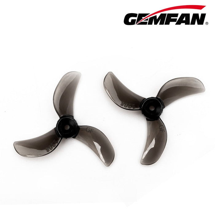 Gemfan 1208-3 31MM Tri blade 1.5mm Shaft (4CW+4CCW) Poly Carbonate - Clear Black