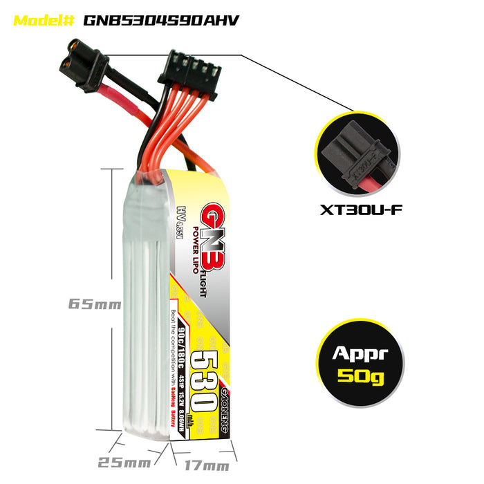 Gaoneng GNB 530mAh 4S 15.2V 90C/180C HV Lipo Battery - XT30