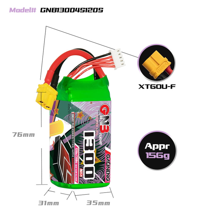 Gaoneng GNB 1300mAh 14.8V 4S 120C Lipo Battery - XT60