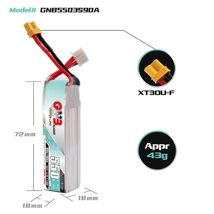 Gaoneng GNB 550mAh 11.1V 3S 90C Lipo Battery - XT30