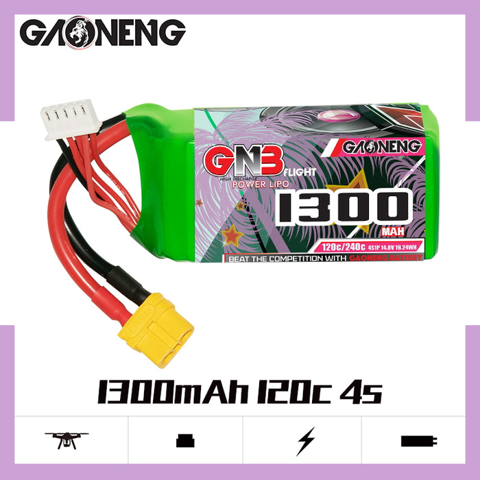 Gaoneng GNB 1300mAh 14.8V 4S 120C Lipo Battery - XT60