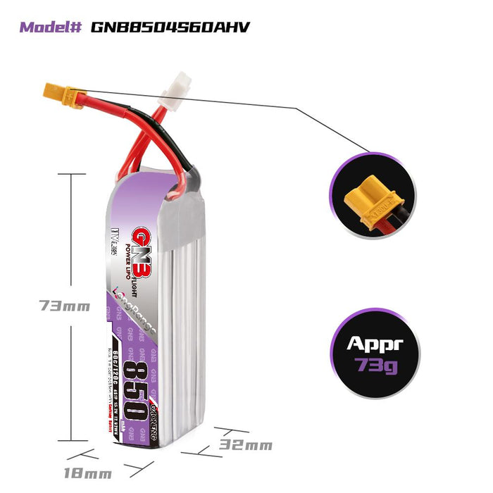 Gaoneng GNB 850mAh 4S 15.2V 60C/120C HV Lipo Battery - XT30