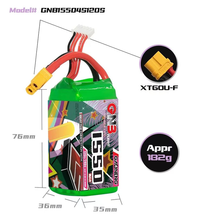 Gaoneng GNB 1550mAh 14.8V 4S 120C Lipo Battery - XT60