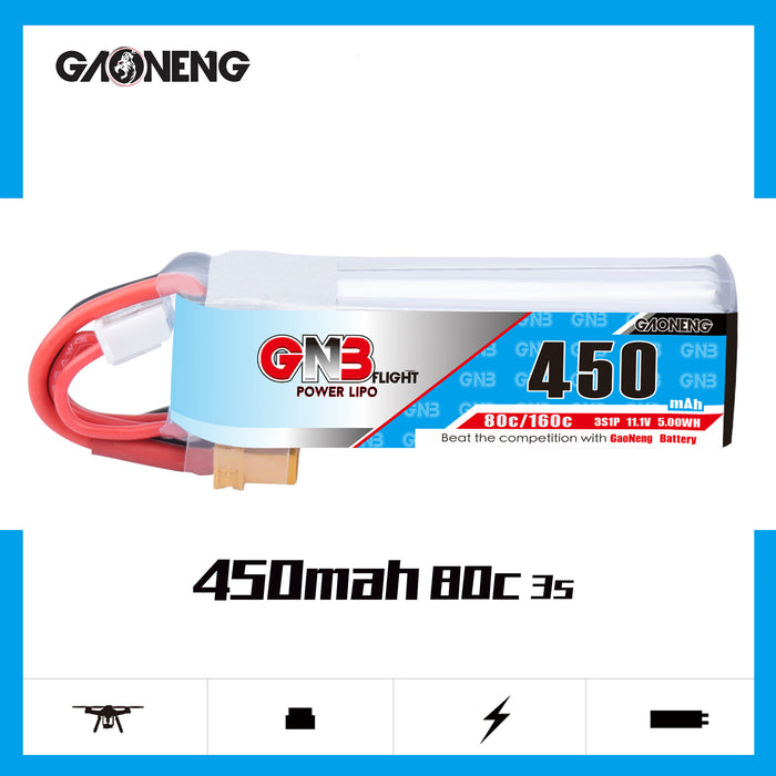 Gaoneng GNB 3S 11.1V 450mah LiPo Battery 80C XT30