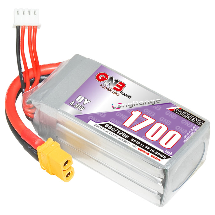 Gaoneng GNB 1700mAh 11.4V 3S 60C HV Lipo Battery - XT30