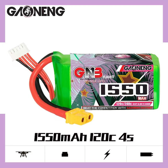 Gaoneng GNB 1550mAh 14.8V 4S 120C Lipo Battery - XT60