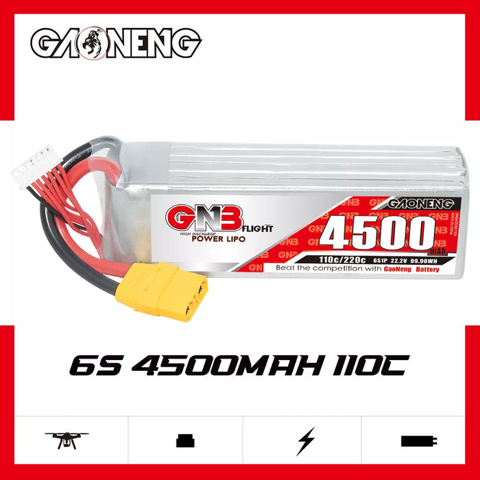 Gaoneng GNB 4500mAh 22.2V 6S 110C Long Range/Cinelifter Lipo Battery - XT90