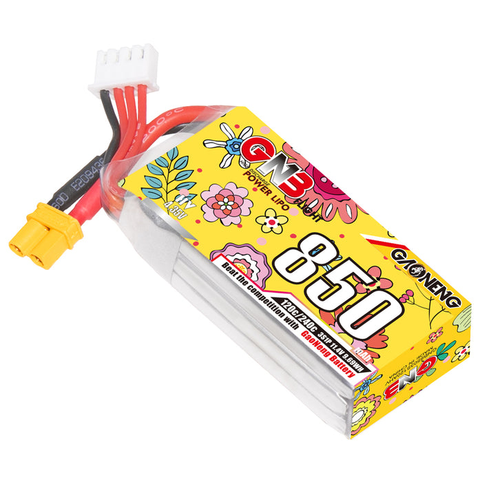 Gaoneng GNB 850mAh 11.4V 3S HV 120C Lipo Battery - XT30