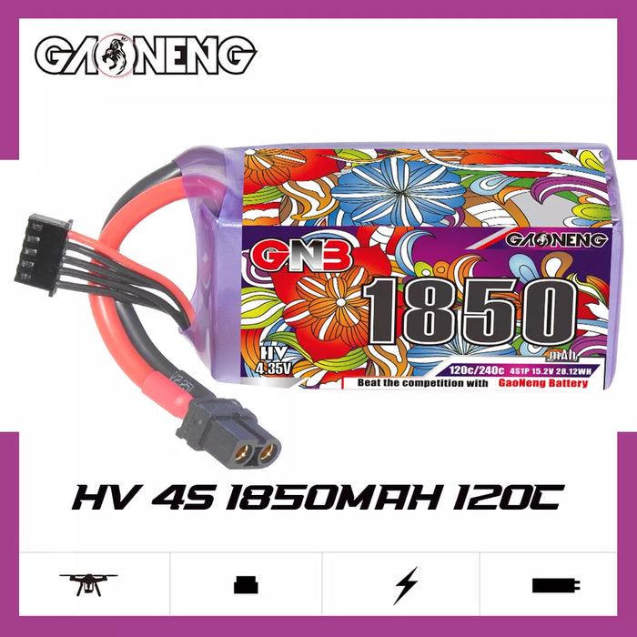 Gaoneng GNB 1850mAh 15.2V 4S HV 120C Lipo Battery - XT60