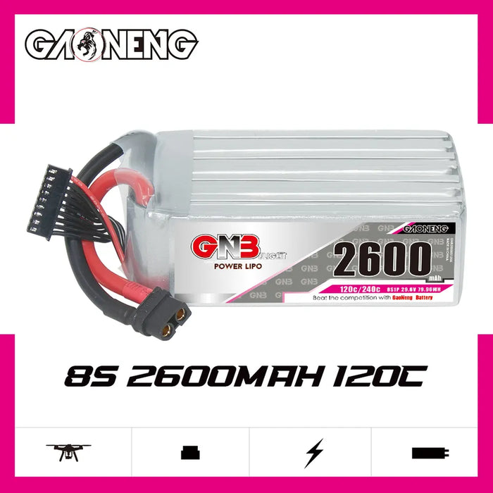 Gaoneng GNB 2600mAh 29.6V 8S 120C Lipo Battery - XT60