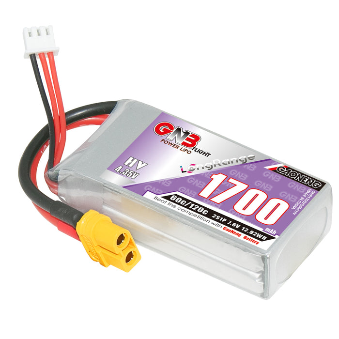 Gaoneng GNB 1700mAh 7.6V 2S 60C HV Lipo Battery - XT30