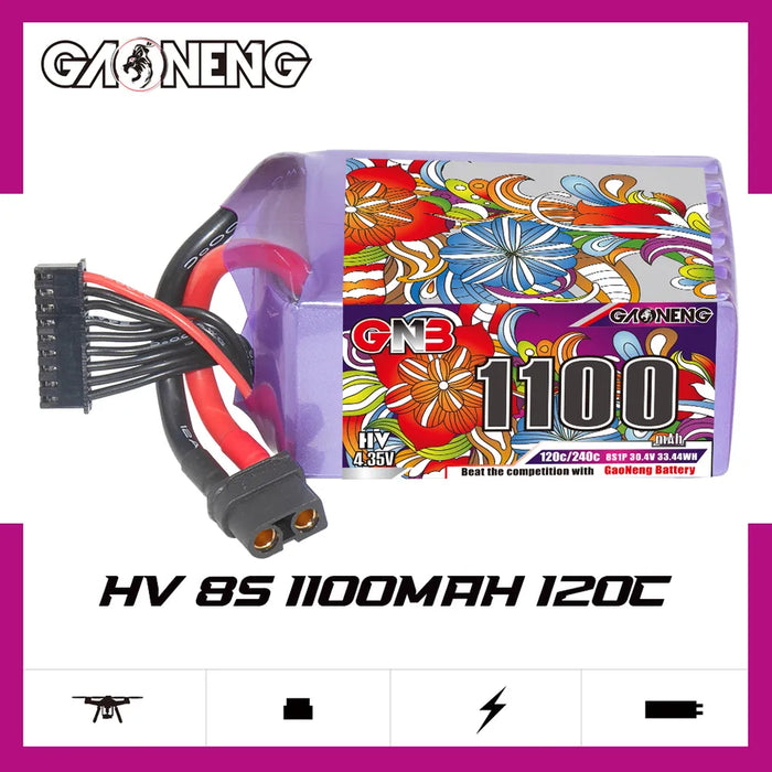 Gaoneng GNB 1100mAh 30.4V 8S HV 120C Lipo Battery - XT60