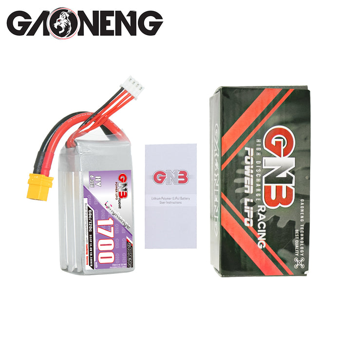 Gaoneng GNB 1700mAh 11.4V 3S 60C HV Lipo Battery - XT30