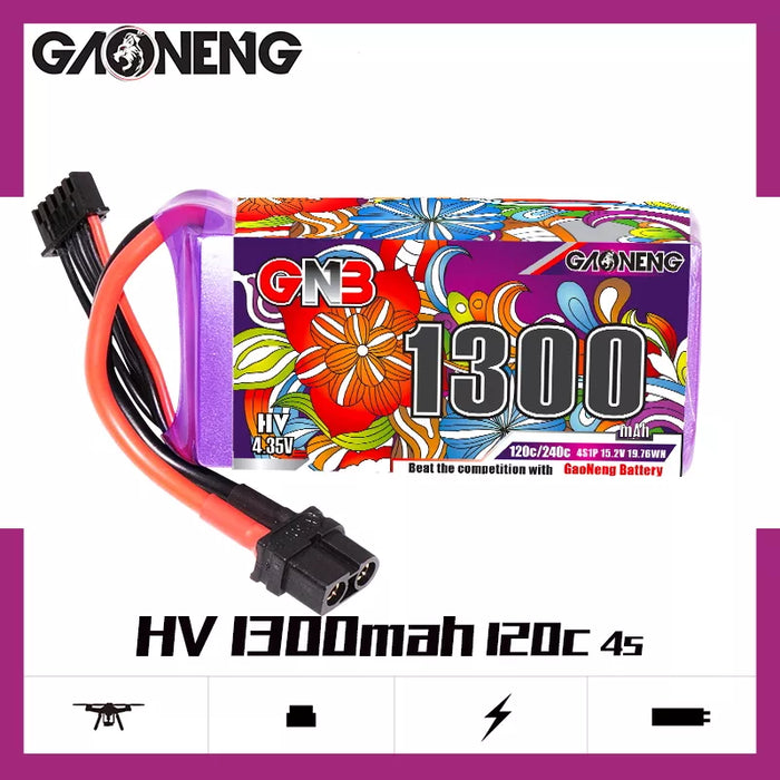 Gaoneng GNB 1300mAh 15.2V 4S HV 120C Lipo Battery - XT60