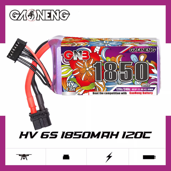 Gaoneng GNB 1850mAh 22.8V 6S HV 120C Lipo Battery - XT60