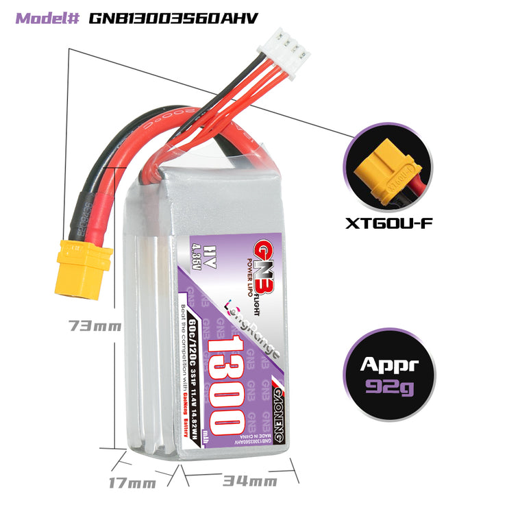 Batterie Li-Po 7.4V 1300mAh - 2S / 30C / 60C