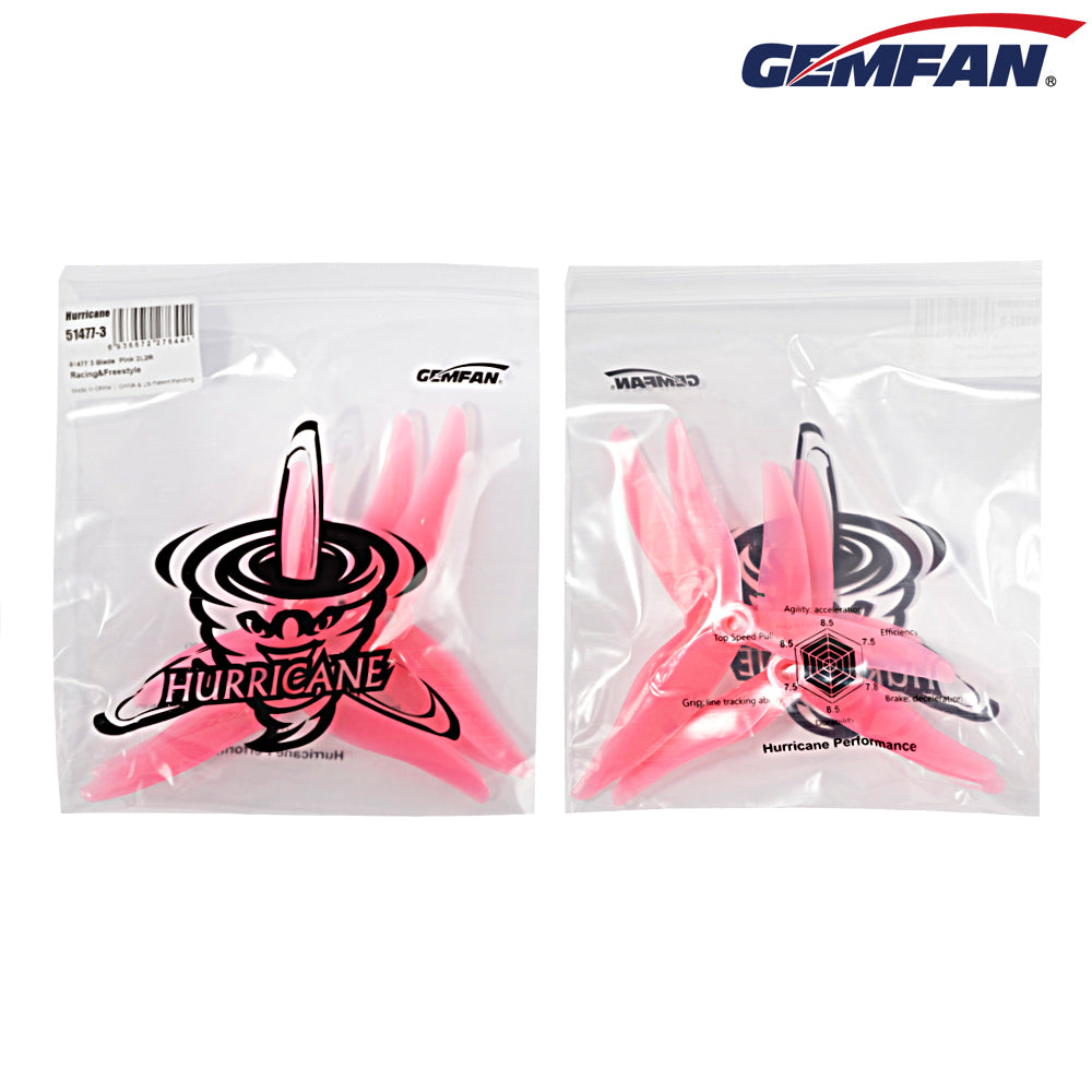 GEMFAN Hurricane 51477 Propeller – 3 Flügel, 12,7 Cm, Für RC Drohnen Motoren 2205-2306, 2 Paar (blau)