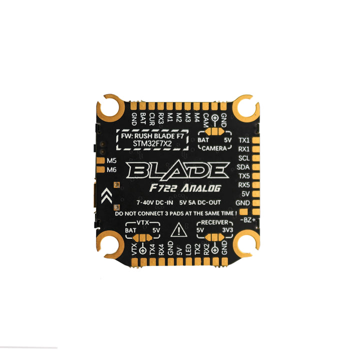 RUSHFPV Rush Blade F722 Analog Stack + Rush Blade Super 3-6S BLHeli_32 60A 96kHz 4in1 ESC & Rush Tank II VTX - 30x30mm