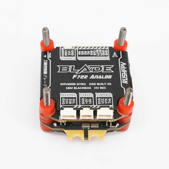 RUSHFPV Rush Blade F722 Analog Stack + Rush Blade Super 3-6S BLHeli_32 60A 96kHz 4in1 ESC & Rush Tank II VTX - 30x30mm