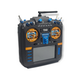 RadioMaster TX16S MKII MAX AG01 Pyrodrone Edition - Carbon Face Plate, Pyro AG01 Gimbals, Blue/Orange CNC parts, Black Leather Grips & 5000mAh 2S Li-Ion Battery - Choose Protocol
