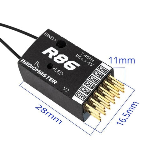 Radiomaster R86 V2 6CH Frsky D8/D16 and Futaba SFHSS Compatible PWM Receiver