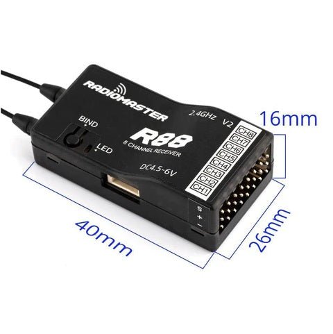 Radiomaster R88 V2 8CH Frsky D8/D16 and Futaba SFHSS Compatible PWM Receiver