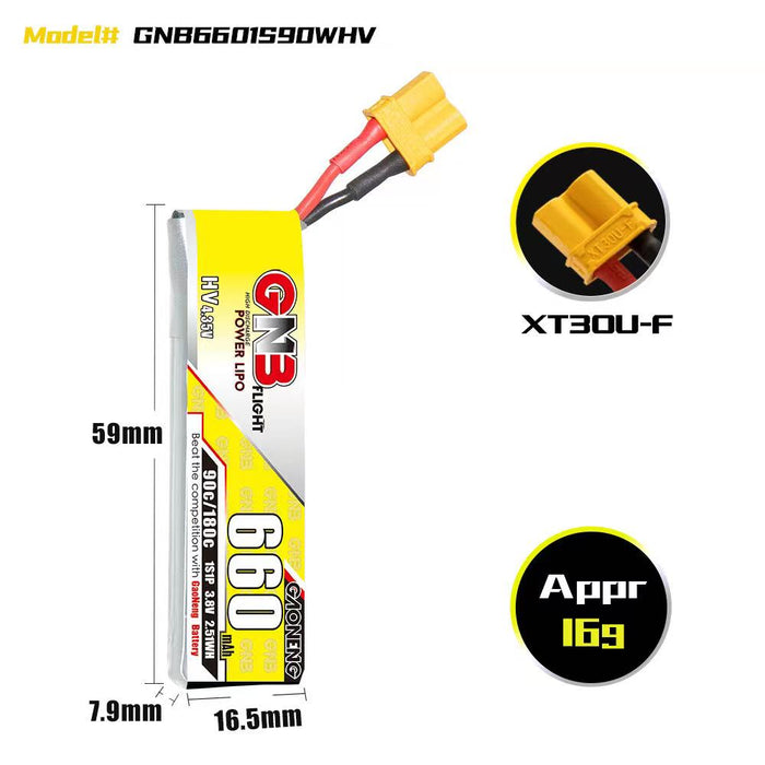 Gaoneng GNB 1S 660MAH 90C HV Li-Po Battery - XT30