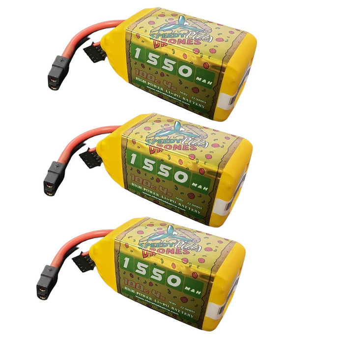 3-Pack CNHL 1550mAh 14.8V 4S 100C Speedy Pizza Lipo Battery - XT60