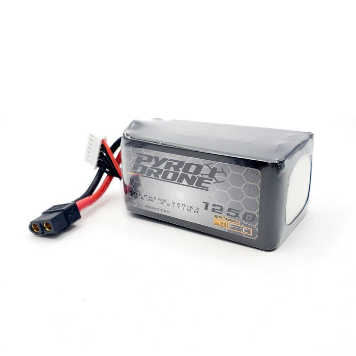 3-Pack Pyrodrone Graphene 1250mAh 6S 22.2V 75C Lipo Battery - XT60