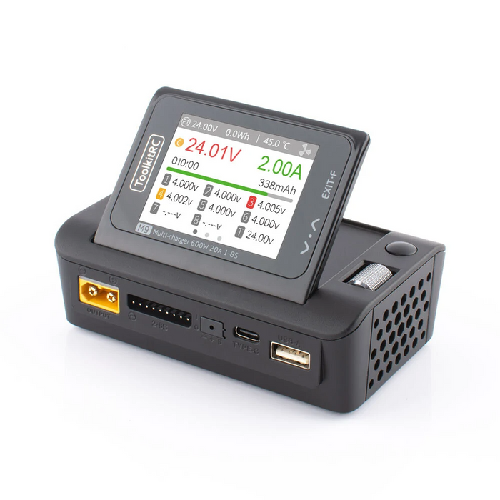 ToolkitRC M9 Multi Function 600W 20A DC 1-8S  Smart Charger W/ Audio Function & Diagnostic Tool