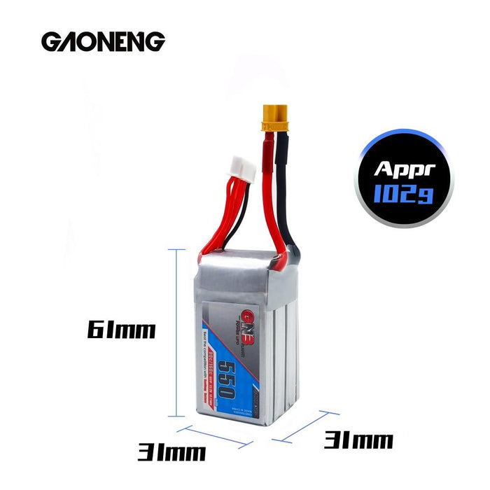 Gaoneng GNB 22.2V 550mAh 80/160C 6S Lipo Battery JST/XT30