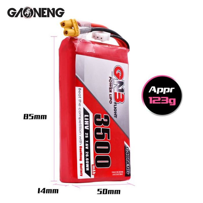 Gaoneng GNB 7.6V 2S HV LIPO 3500mah Transmitter Battery for Taranis QX7 XT30 Plug