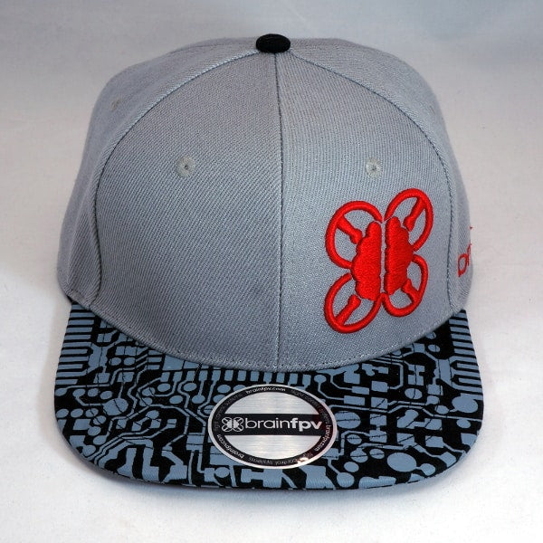 BrainFPV Snapback Cap- black and grey circuit brim