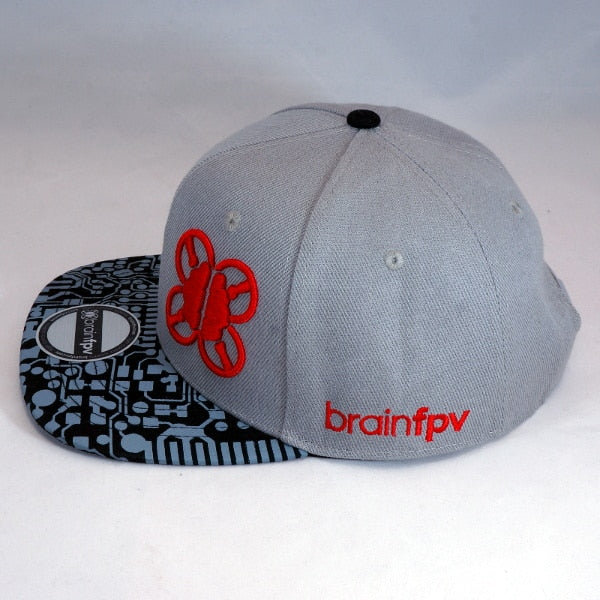 BrainFPV Snapback Cap- black and grey circuit brim