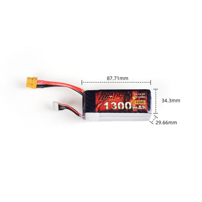 HGLRC KRATOS 4S 14.8V 1300MAH 120C Li-Po Battery - XT60