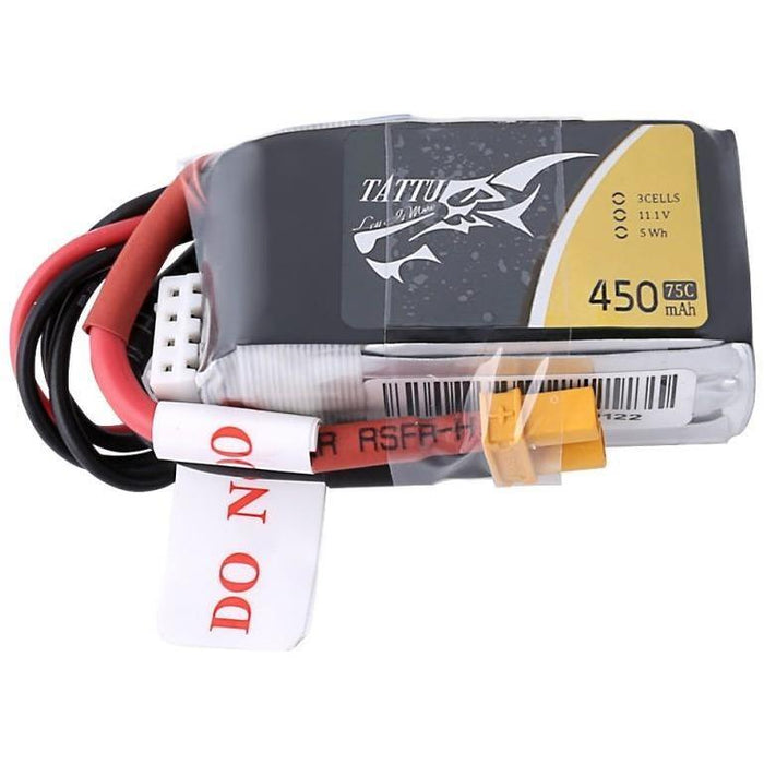 Tattu 11.1V 75C 3S 450mAh Lipo Battery Pack - XT30