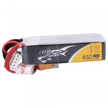 Tattu 14.8V 75C 4S 450mah Lipo Battery Pack with XT30 Plug- Long Version